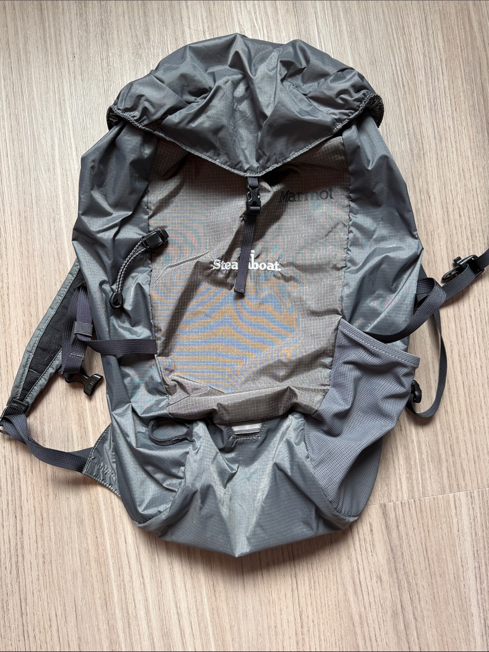 Marmot Gray Daypack with Steamboat Embroidery